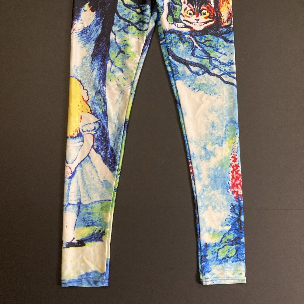 Alice In Wonderland Cheshire Cat Stretch Funky Leggings Size XS-S - Picture 3 of 8